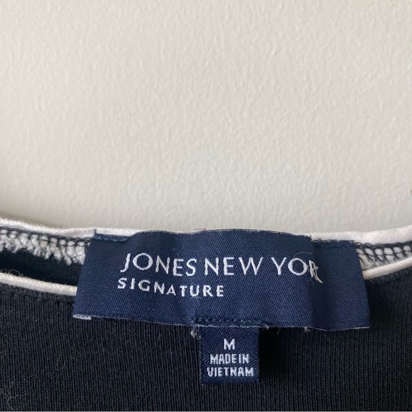 Jones New York 100% Cotton Scoop Neck Tank White Trim Size Medium - Picture 3 of 6